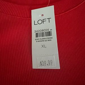 Beautiful Loft new with tags red-orange long sleeve top Great design size XL